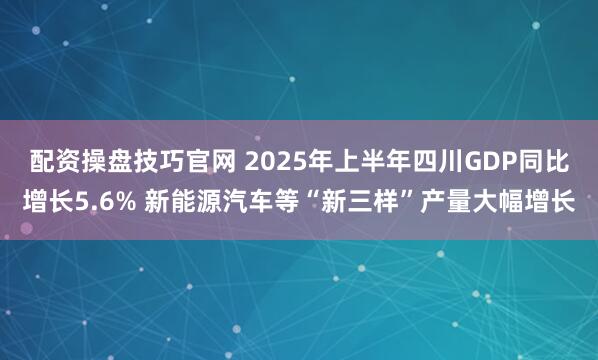 配资操盘技巧官网 2025年上半年四川GDP同比增长5.6% 新能源汽车等“新三样”产量大幅增长