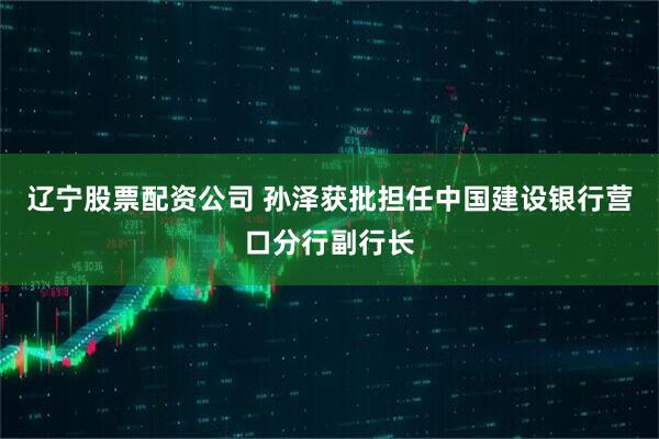 辽宁股票配资公司 孙泽获批担任中国建设银行营口分行副行长